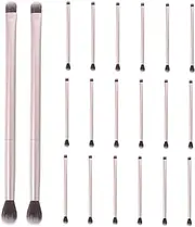 Generic 20pcs Double Brush Skin Brushes Cosmetics Corner Brush Eye Stamper Face Geller Cream Highlighter Brush Eyebrow Curler Makeup Brush Cleaner Blush Palette Lip Golden Artificial Fiber