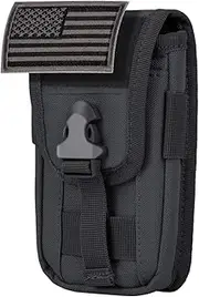 IronSeals Tactical Phone Holster Pouch, Tactical Smartphone Pouches Cellphone Case Molle Gadget Bag Molle Attachment Belt Holder Waist Bag for 4.7"-6.9" with US Flag Patch for iPhone 16 Pro/15 Pro