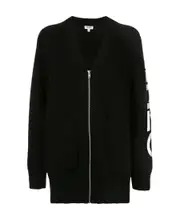 Black logo zipper casual jacket S