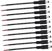 CIYODO Essential for Cable Making: 10 Pcs 5.5x2.1mm Dc Power Connector Jack Cable Suitable for Surveillance Systems