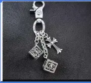 Silver Cross Keychain with Decor Blocks, Wallet Chain, Unisex, Used