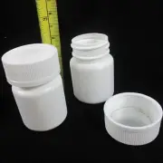 2 Small Plastic Container White Screw Cap Jars 30 Ml Empty Pill Bottles Vitamin