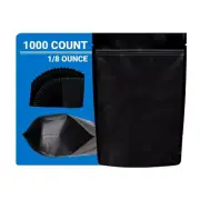 Loud Lock Mylar Bags 1,000 Count - 1/8 Ounce All Black Zip Seal Bags