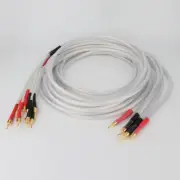 One Pair HIFI Silver-plated Speaker Cable Hi-end 5N OFC Speaker Pin Banana plug