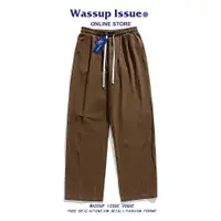 在飛比找ETMall東森購物網優惠-WASSUP ISSUE復古純色闊腿褲子