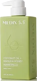 Medix 5.5 Coconut Oil Cream And Manuka Honey. Moisturizing Repair Cream Rehydrates Skin. Great For Scar And Stretch Marks. 444mL (15 Oz)