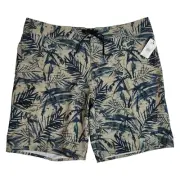 Volcom Mens 38 Manic 2 Boardshorts 20 Green Floral Print Swimwear
