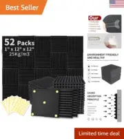 52 Pack Acoustic Foam Panels 1" x 12" x 12" Sound Proof Foam Panles Soundproo...