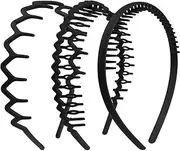 3 Pieces Sharks Tooth Hair Comb Plastic Non Slip Headband Wavy Teeth Hair Hoop Fashion Effortless Hairband Hair Accessory for Women Girls (Black, Pack of One)
