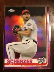 Max Scherzer 2019 Topps Chrome Pink Refractor Card #140