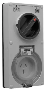 Clipsal SWITCHED SOCKET OUTLET 250V 15A 3-Pins 1-Pole, Less Enclosure, Orange