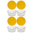 Pyrex 7201 4-Cup Glass Food Storage Bowl w/ 7201-PC Butter Yellow Lid (4-Pack)