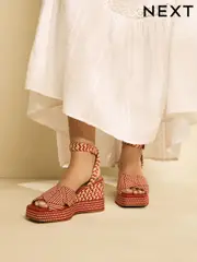 Red Forever Comfort® Square Toe Platform Espadrille Wedges (AL5789) | $92