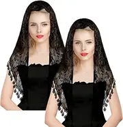 BOARDFEB 2 Pcs Mass Veil Triangle Mantilla Cathedral Head Covering Chapel Veil Latin Scarf Latin Mass Head Covering Veils