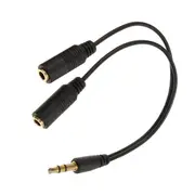 3PCS Earphone Y Splitter 3.5mm Jack 2 Plug Audio AUX Cable Auxiliary Stereo Adapter - Black