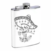 El Mariachi Band Flask D9 8oz Stainless Steel Mexican Musicians Folk Music