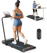 THERUN Walking Pad Treadmill, 2.5 HP Under Desk Treadmills, 2 in 1 Foldable for Home, Walking Pad with Handle Bar, 15" Widened Running Belt, with Remote Control & LED Screen, Silver