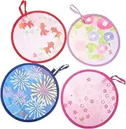 ABOOFAN 4pcs Japanese Style Circular Folding Fans Memory Wire Hand Fans Beautiful Patterns Boys and Girls Performance Fan Retro Hand Fan Circular Fan Handheld Fans Hand Fan Home Decor