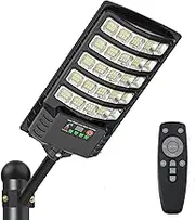 Solar Street Lights Outdoor Waterproof, 8500K LED Solar Powered Parking Light Dusk to Dawn with Motion Sensor Security Flood Lighting for Driveway, Backyard, Garage, Path, Countryside, Yard (1PACK)