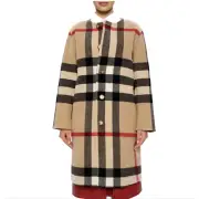 New Authentic Burberry Tisbury Reversible House Check/ Mid Camel Wool Blend Coat