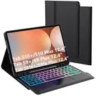 for Samsung Galaxy Tab S9 FE+/S9+/S10+ 12.4" Keyboard Case: 3 Zone 7 Colors B...