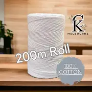 4MM 1ply macrame string WHITE Cotton Soft Single Rope Yarn Supplies Melbourne