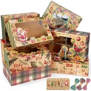 24 Christmas Cookie Boxes, Bulk Large Christmas Kraft Paper Treat Boxes with ...