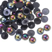 180pcs ABS Half Pearl Beads 10mm Flat Back Imitation Pearl Colorful Black