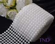 8MM PEARL MESH WRAP ROLL FLAT BACK PEARL TRIMMING RIBBON - 12 ROWS