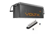 VoltX 12V 300Ah Lithium Battery + Bus Bar M8 Power Distribution Terminal Block (6 GANG 300A Black)
