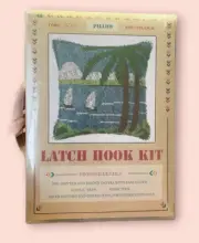 Latch Hook Kit Lake Sailboat Trees Green NEW Yarn, Cloth, Hook, Pattern 16 X 16
