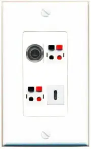 [4 Ports] 3-5MM 2 SPEAKER USBC Wall Plate DecorZ White
