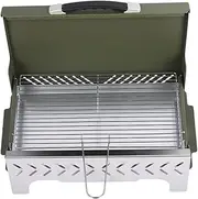 Yajuyi Tabletop Charcoal Grill with Handle for Garden Parties and Hiking Trips, Green
