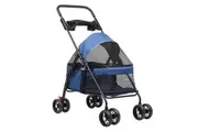 Oppsbuy Pet Stroller Dog Cat Large Carrier Travel Pushchair Foldable Pram 4 Wheels