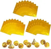 BEZANU Foil Candy Wrappers, 300 Pcs Golden Square Aluminum Chocolate Wrapping Paper DIY Package Candy Paper for DIY Homemade Candies, Chocolate, Dessert (10x10cm, 3kind)