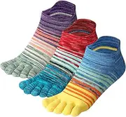 [meaiguo] Womens Toe Socks Ankle Five Finger Socks For Running High Performance Athletic Toe Socks No Show 3 Pairs