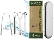 Tongue Scraper(4-Pack), 100% Useful Surgical Stainless Steel Tongue Cleaner f...