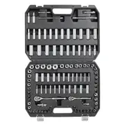 Socket Set, 1/4" and 3/8" Drive Socket and Ratchet Set, 6-Point Socket Opening, 106 Pcs Tool Set SAE and Metric, Deep and Standard Sockets, 5/32-1 in, 5-19 mm, with Accessories, Storage