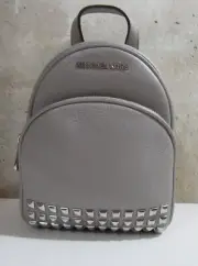 Michael Kors Abbey XS X-Small Pebbled Leather Studded Backpack Pearl Grey NWT