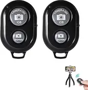 2 Pack Bluetooth Wireless Camera Remote Control for Smartphones, Universal Selfie Stick Shutter Release, Group Photos Tripod Shots, Compatible with iOS & Android Hands Free Photography