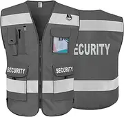 [TCCFCCT] Security Vest for Security Guard 9 Pockets High Visibility Safety Vest