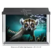 Cute Lemur Swimming Polyester Fish Tank Glass Backdrop Aquarium Background