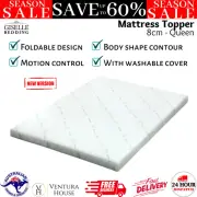 Giselle Memory Foam Topper Mattress Topper Cool Gel Foldable Protector Queen 8cm