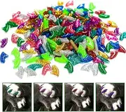 [VICTHY] 10 Colors | 100pcs Cat Nail Caps Glitter Cat Claw Caps Kitten Caps with Adhesives and Applicators (L)