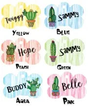Pet ID Tag Cactus 6 colors Personalized Custom Double Sided Pet Tag name & num