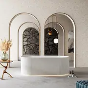 1500/1700*750/800*580mm ABS Oslo Gloss White Oval Shape Acrylic V-Groove Freestanding Bathtub