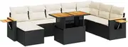 vidaxl Garden Sofa Set - 7 Piece Poly Rattan Outdoor Lounge with Cushions/Storage