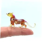 Rare Tiger Micro Tiny Figurines Hand Blown Glass Art Wild Animals Amber Purple