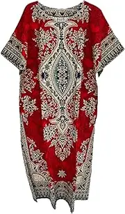 [Kiran Fashion] New Ladies Cotton Long Kaftan Dress Summer African Dashiki Beach Cover Up One Size