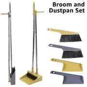 4Pcs Broom and Dustpan Set with Long Handle Stainless Steel Broom Dustpan ༆༆